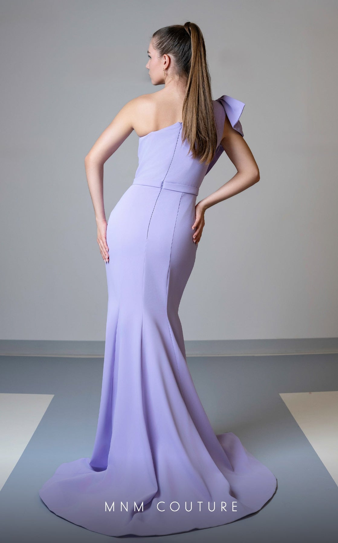 MNM Couture V07402 - Pleated Asymmetric Evening Gown