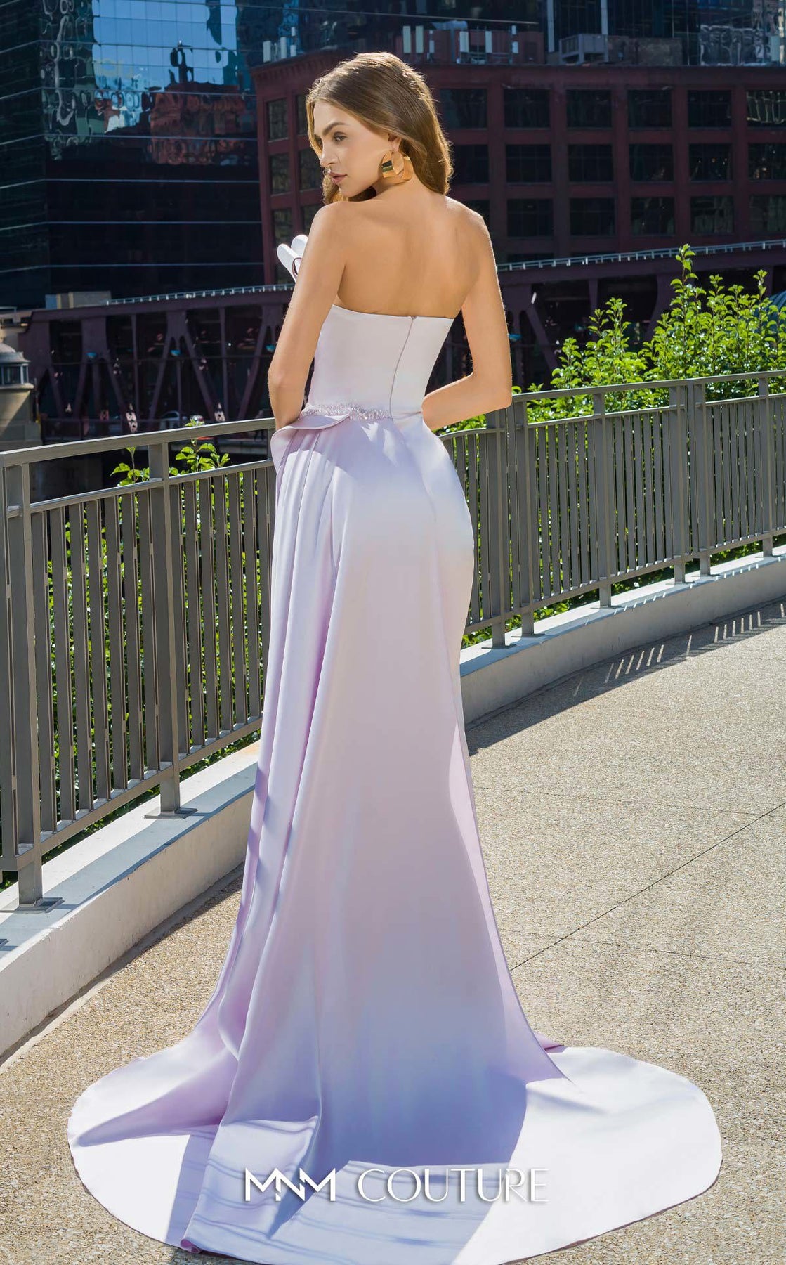 MNM COUTURE V07578 - Pearl Embellished Pleated Sweetheart Gown