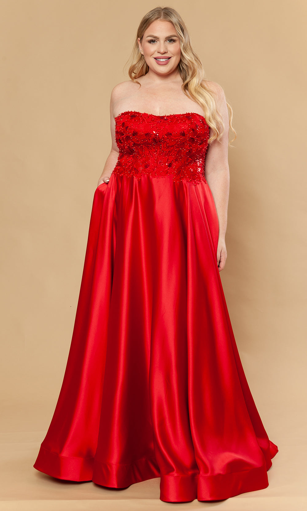 Poly USA W1224 - Beaded Embroidered Strapless A-Line Gown Prom Dresses