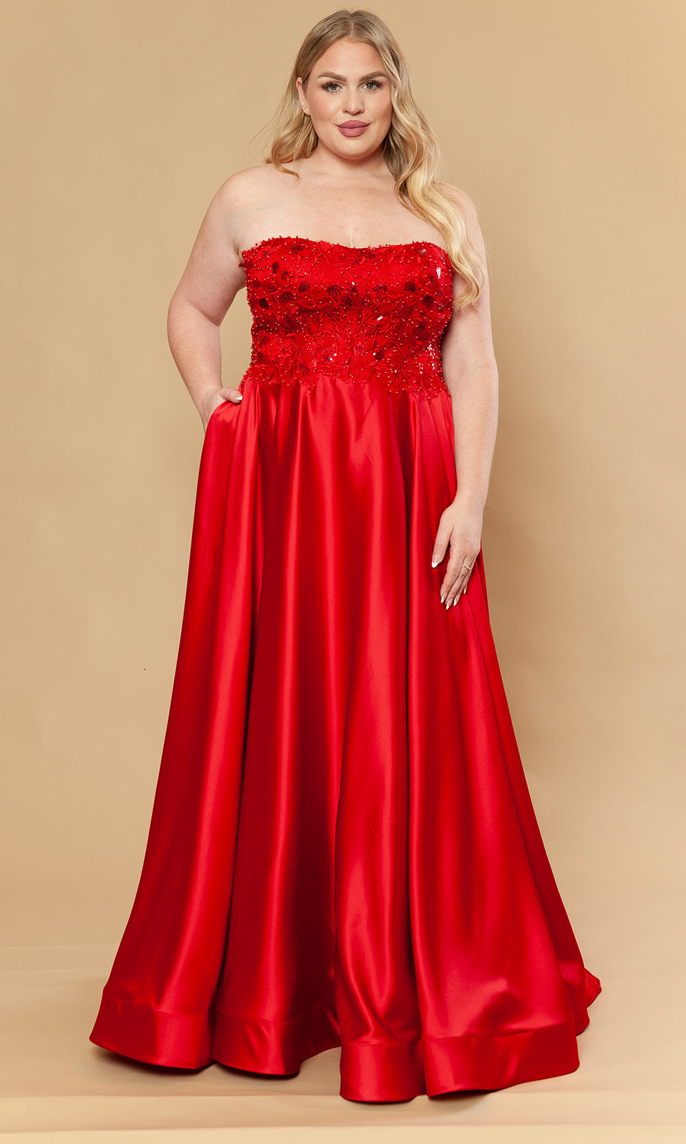 Poly USA W1224 - Beaded Embroidered Strapless A-Line Gown Prom Dresses