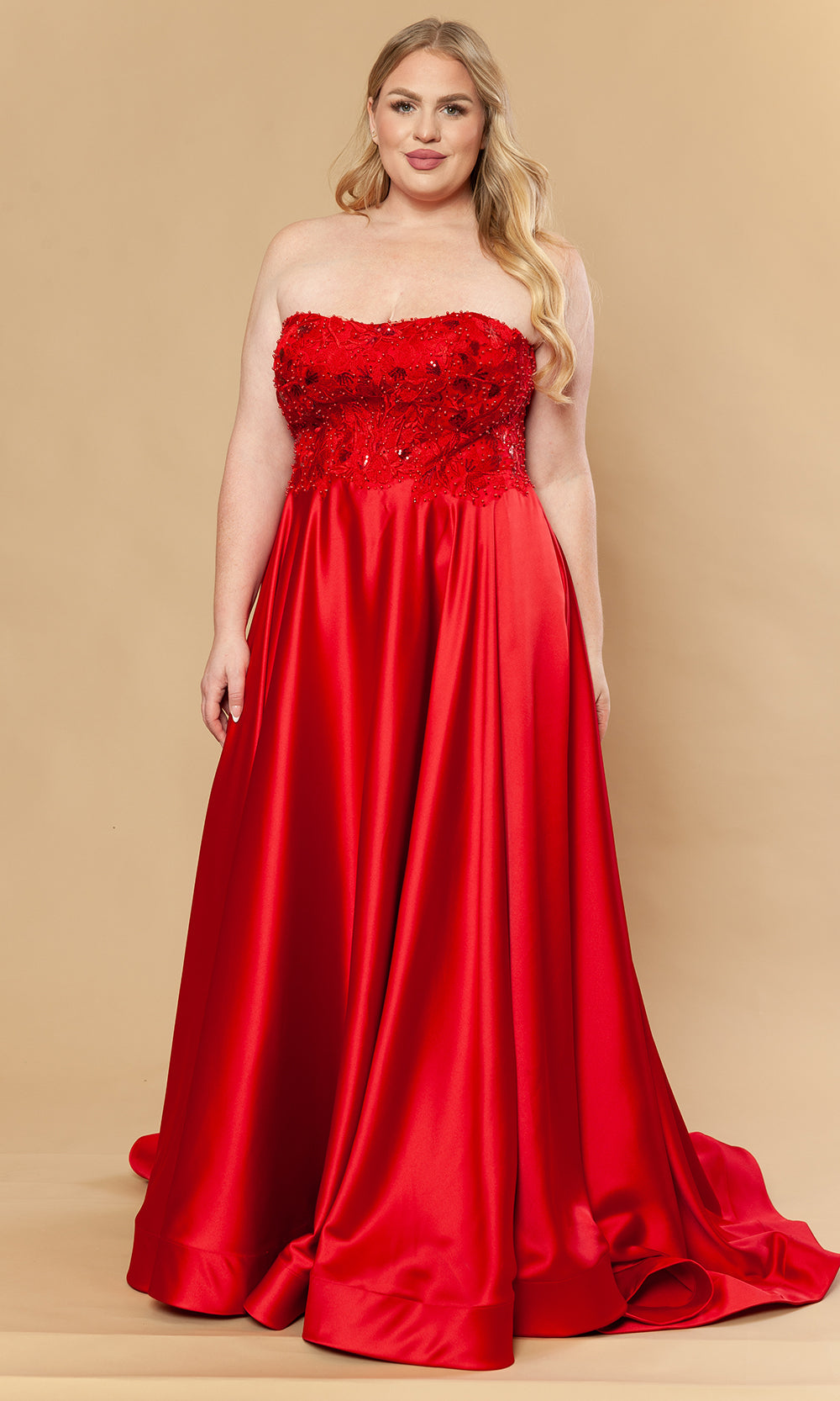 Poly USA W1224 - Beaded Embroidered Strapless A-Line Gown Prom Dresses