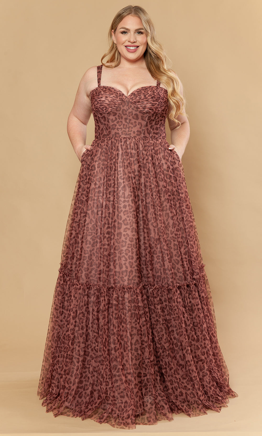 Poly USA W1226 - Sweetheart Neck Animal Print Mesh Gown Prom Dresses