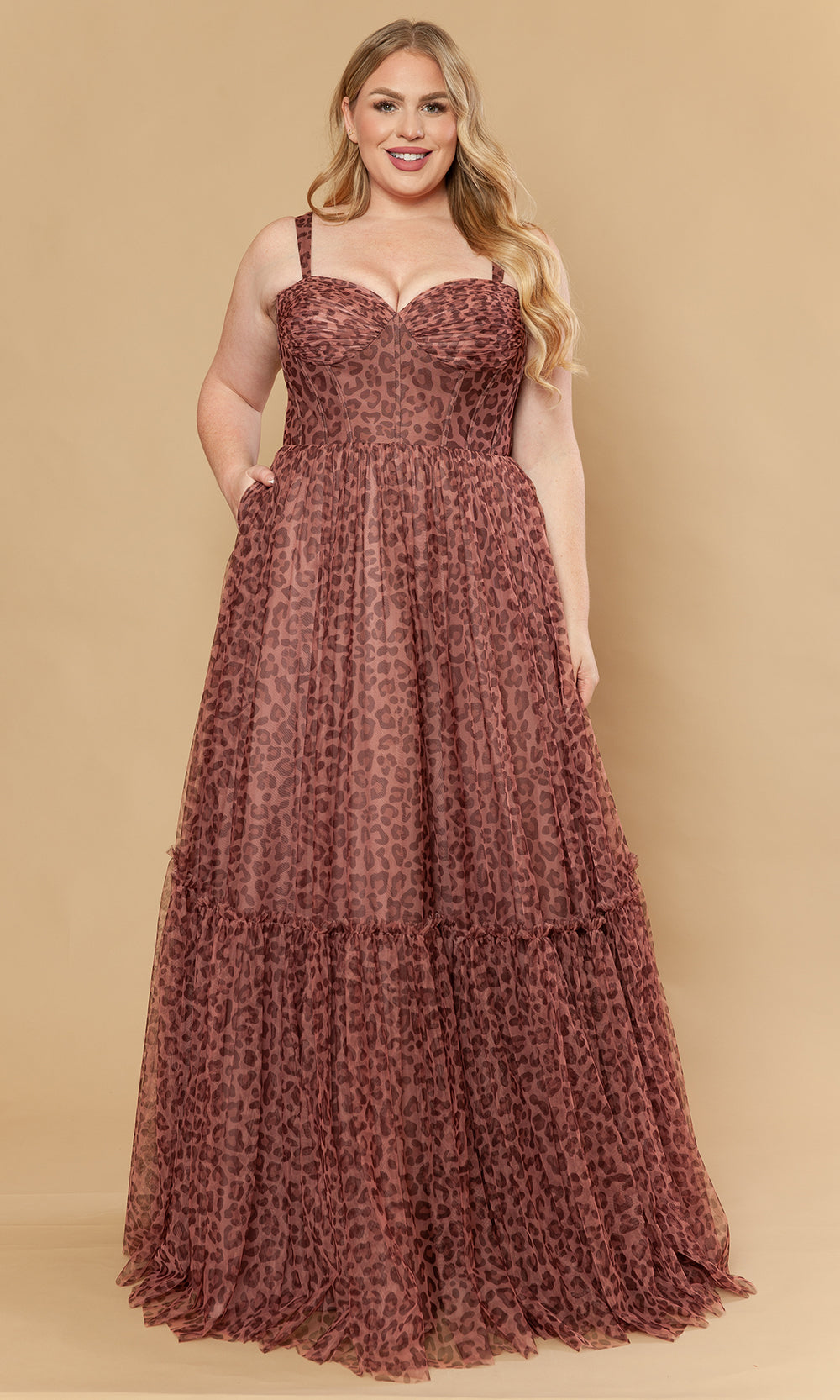 Poly USA W1226 - Sweetheart Neck Animal Print Mesh Gown Prom Dresses