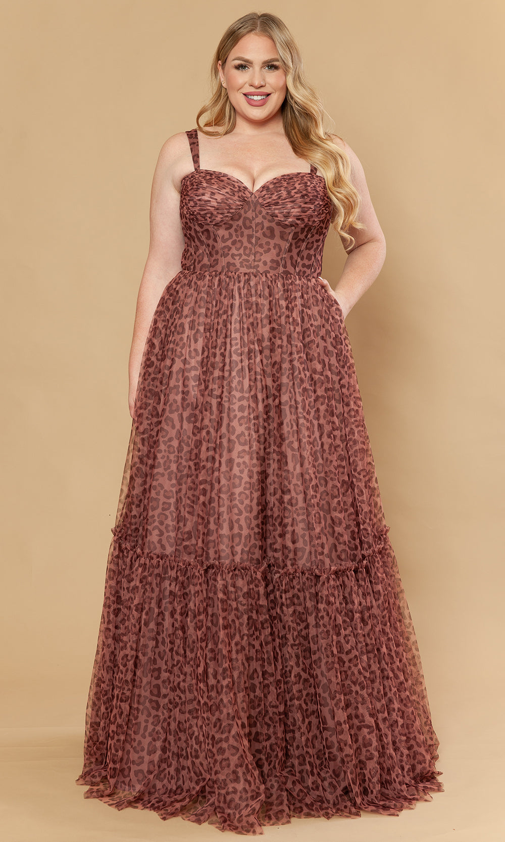 Poly USA W1226 - Sweetheart Neck Animal Print Mesh Gown Prom Dresses