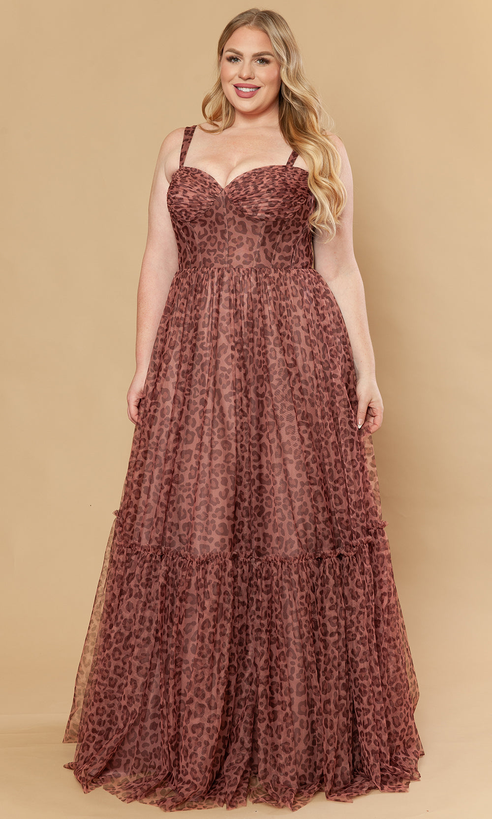 Poly USA W1226 - Sweetheart Neck Animal Print Mesh Gown Prom Dresses