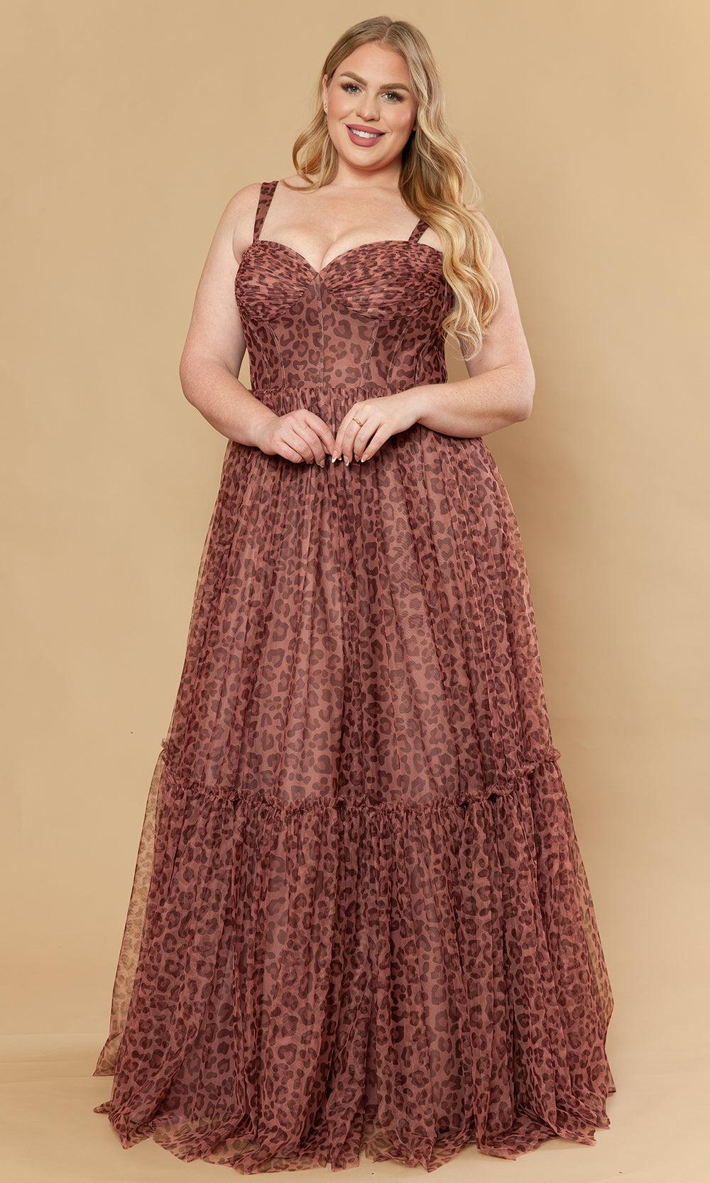 Poly USA W1226 - Sweetheart Neck Animal Print Mesh Gown Prom Dresses