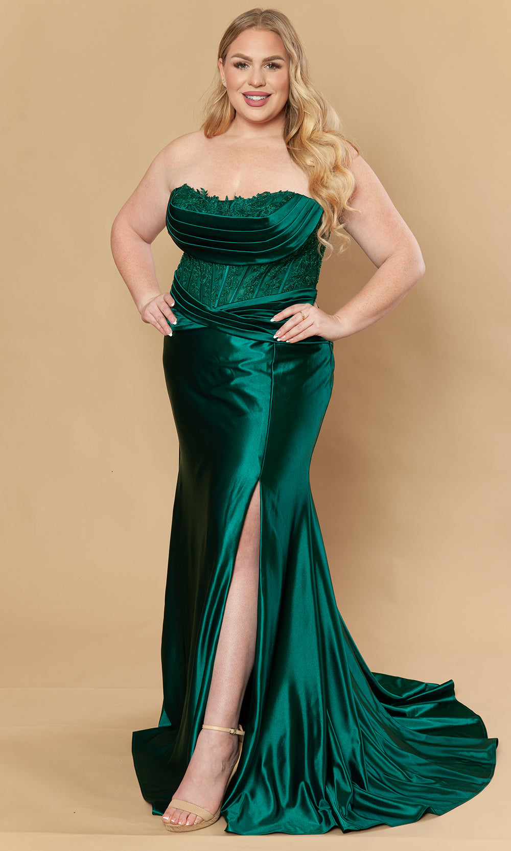 Poly USA W1228 - Sheath Skirt Embroidered Corset Gown Prom Dresses