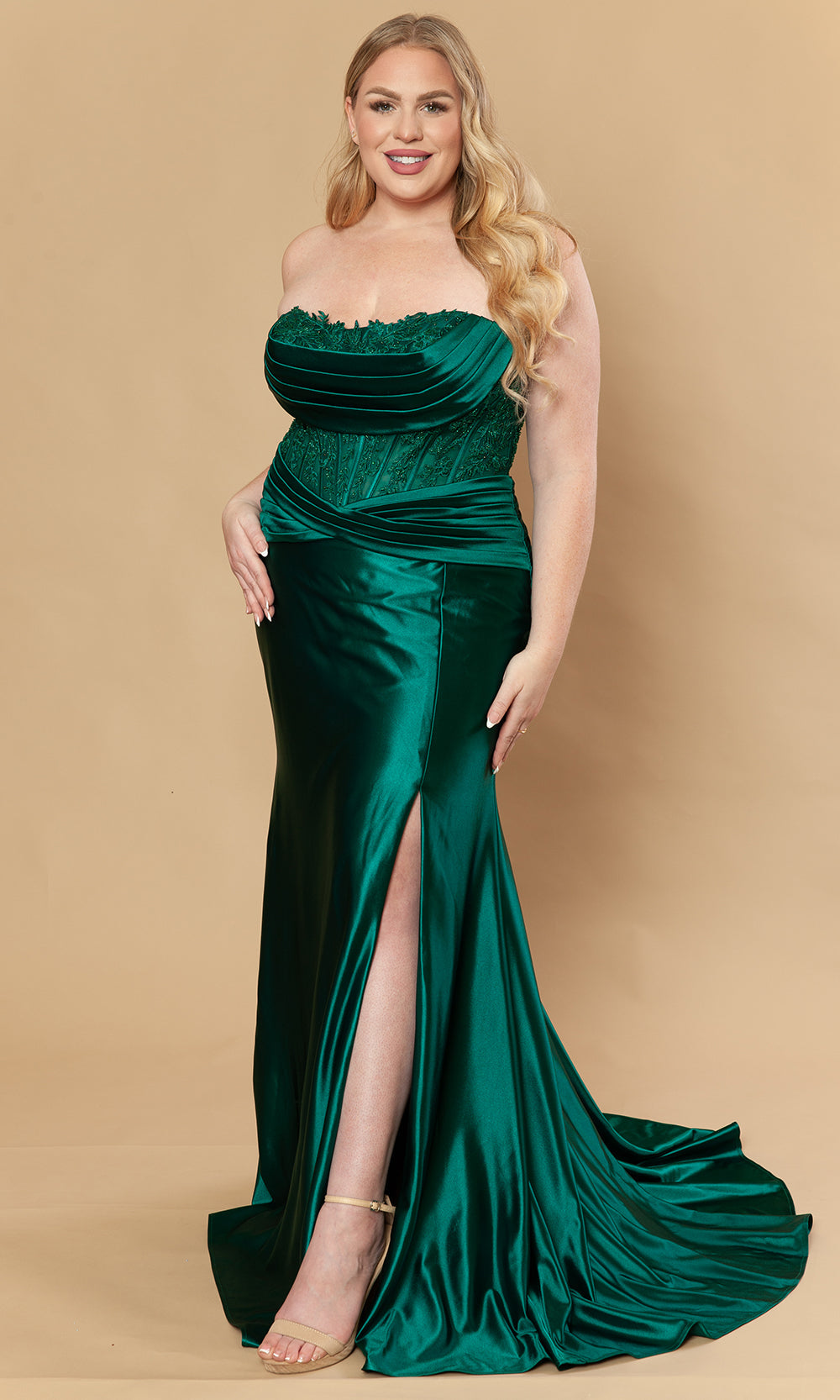Poly USA W1228 - Sheath Skirt Embroidered Corset Gown Prom Dresses