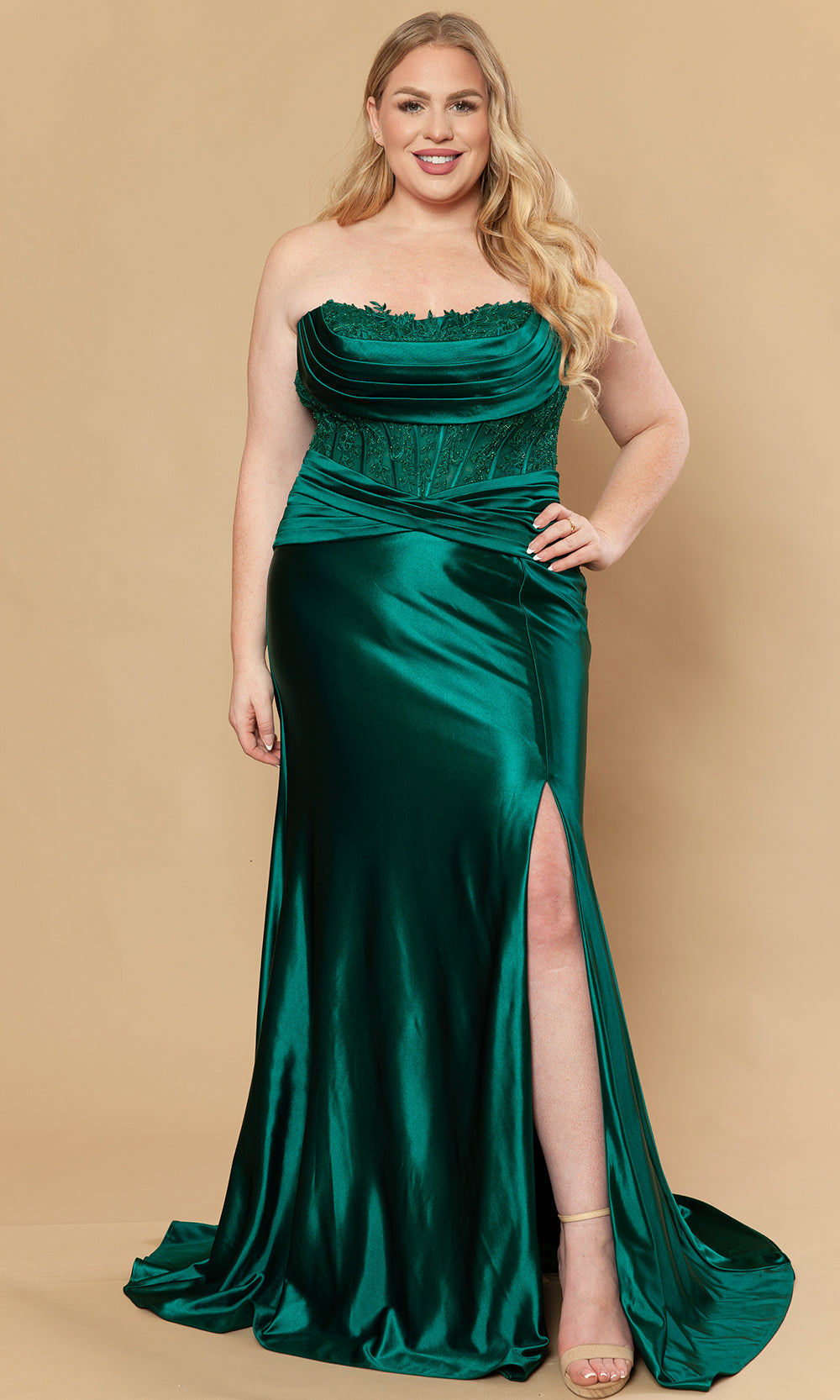 Poly USA W1228 - Sheath Skirt Embroidered Corset Gown Prom Dresses