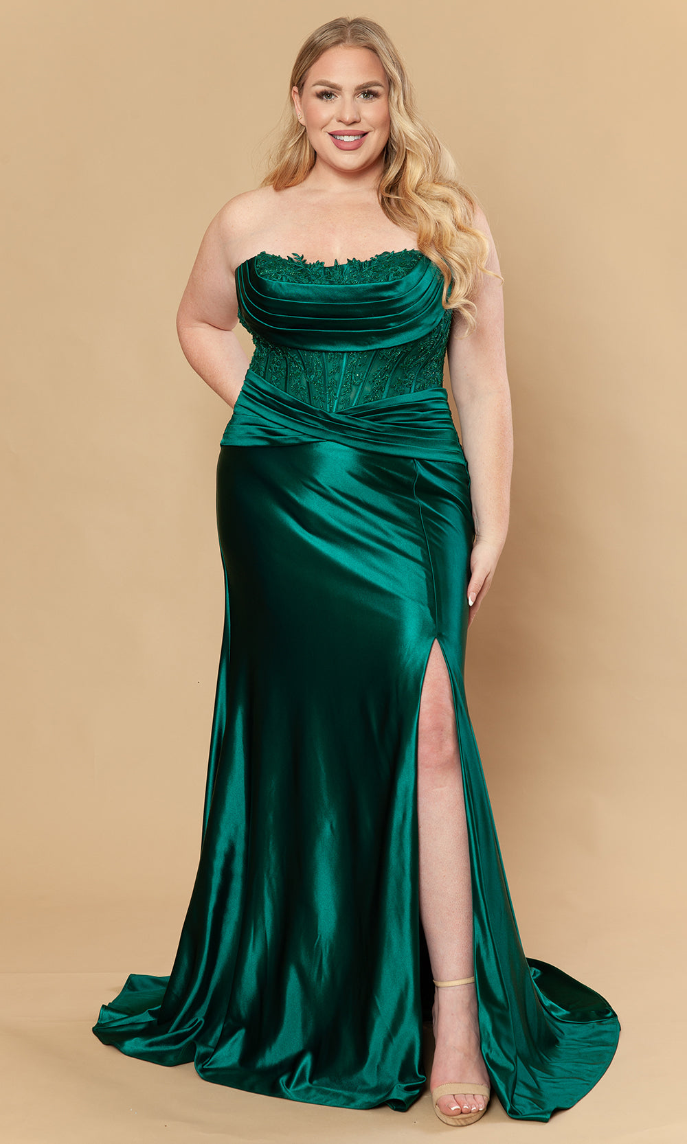 Poly USA W1228 - Sheath Skirt Embroidered Corset Gown Prom Dresses
