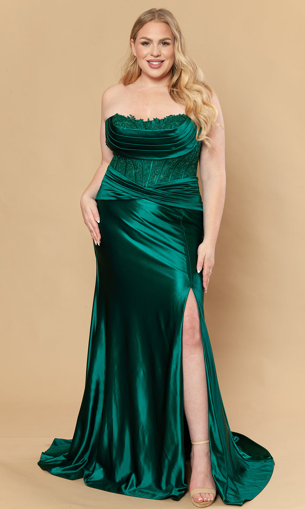 Poly USA W1228 - Sheath Skirt Embroidered Corset Gown Prom Dresses