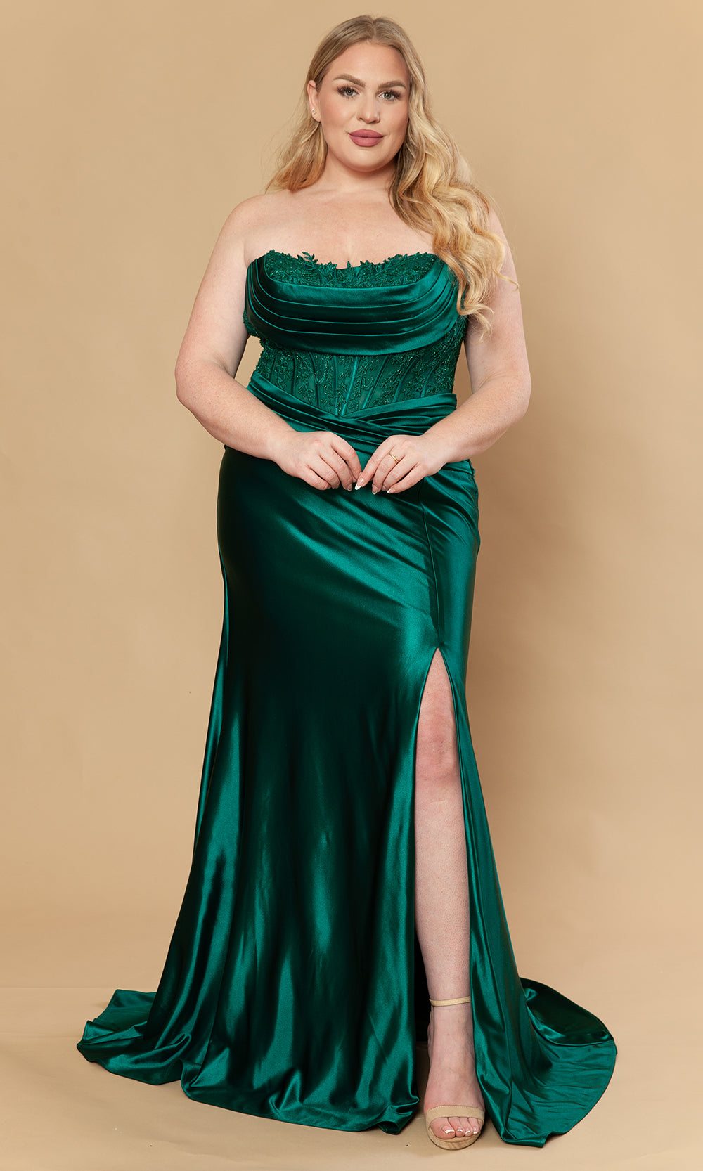 Poly USA W1228 - Sheath Skirt Embroidered Corset Gown Prom Dresses