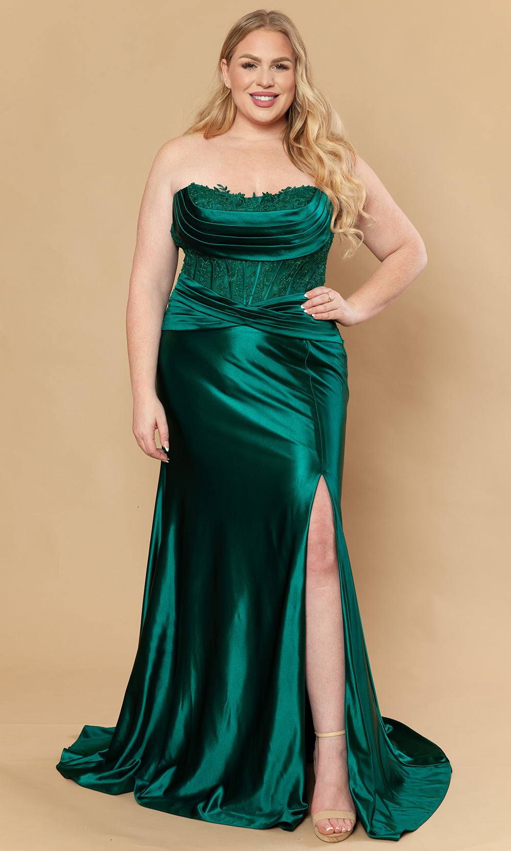 Poly USA W1228 - Sheath Skirt Embroidered Corset Gown Prom Dresses