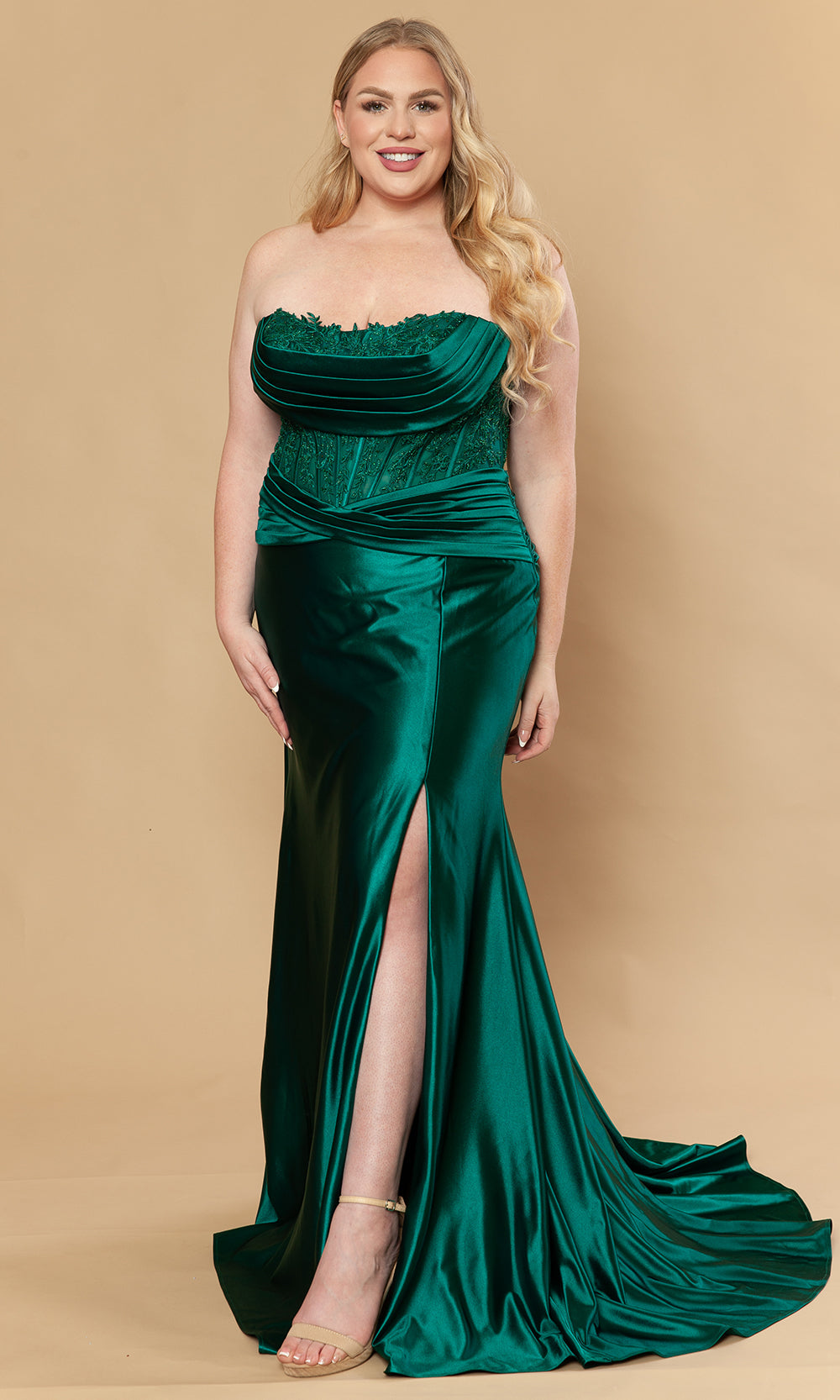 Poly USA W1228 - Sheath Skirt Embroidered Corset Gown Prom Dresses