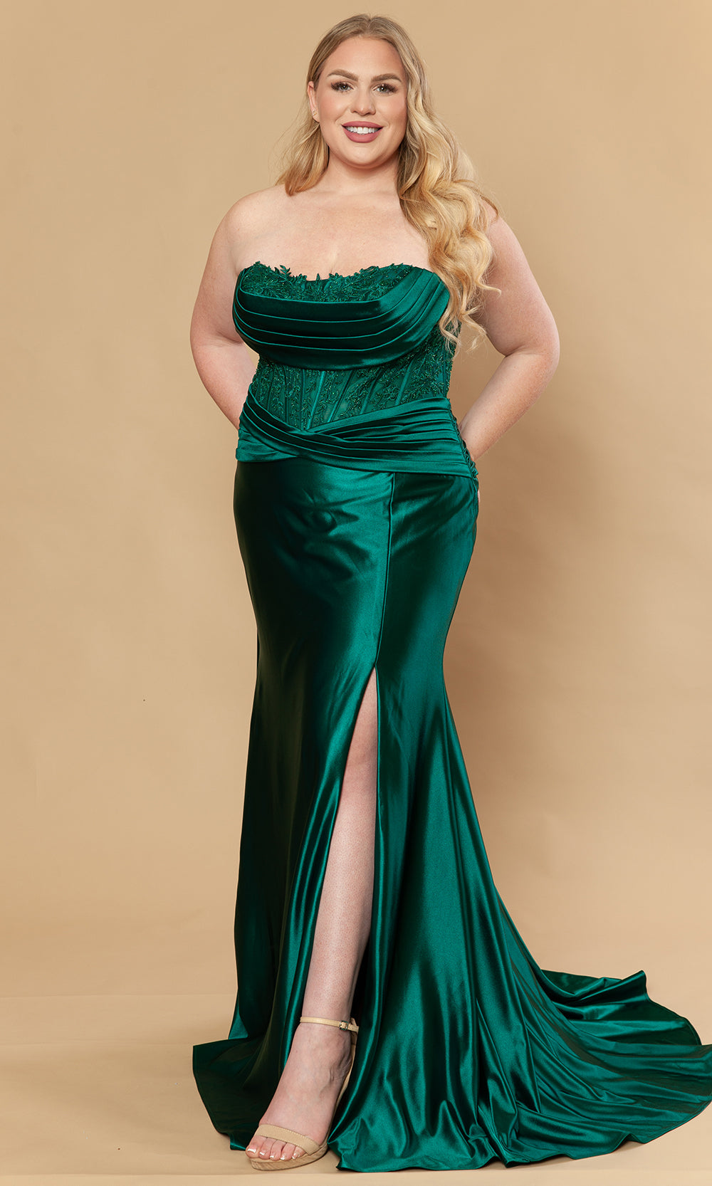 Poly USA W1228 - Sheath Skirt Embroidered Corset Gown Prom Dresses