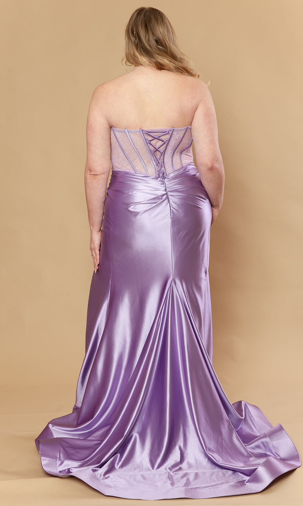 Poly USA W1234 - Straight Neck Embellished Corset Gown Prom Dresses