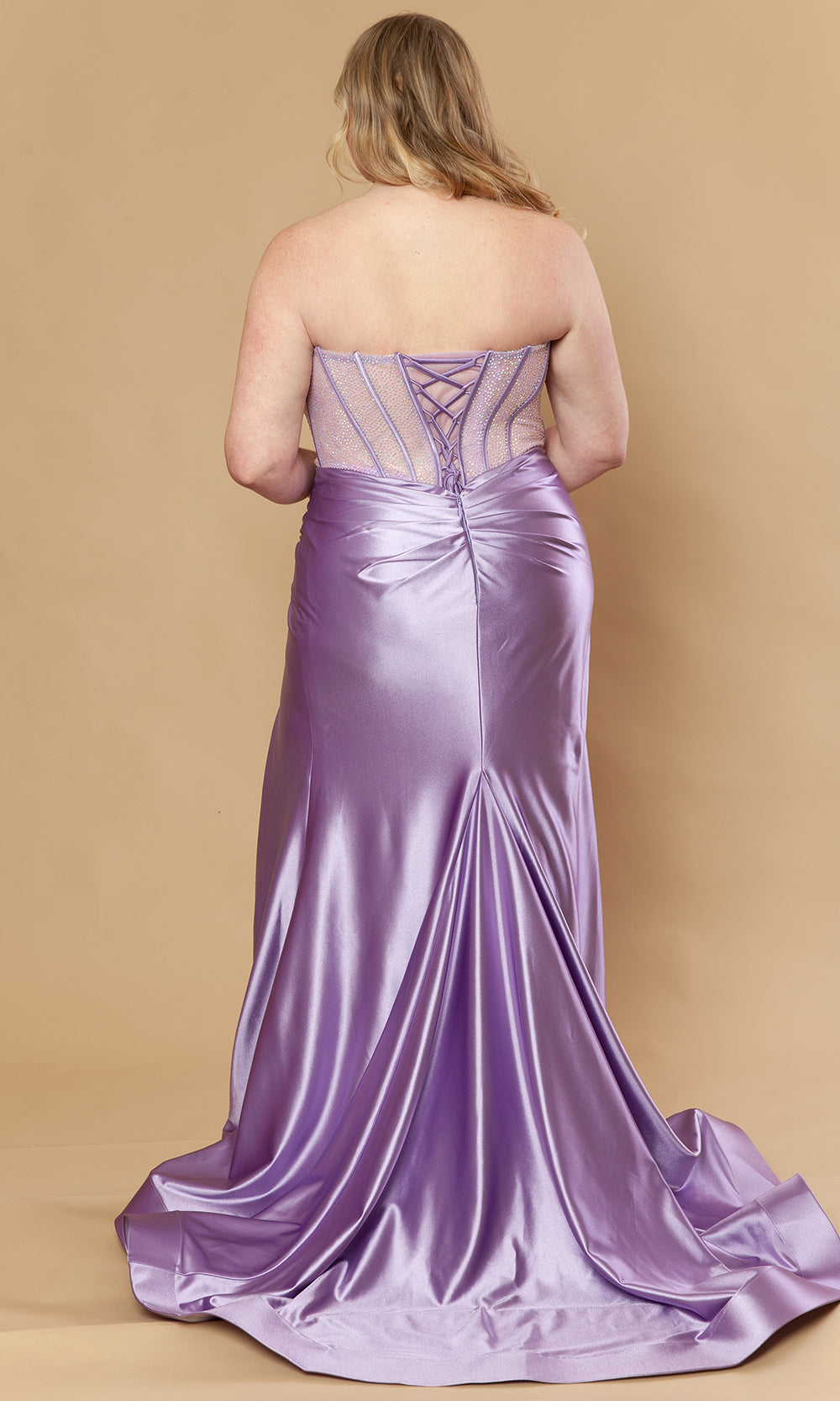 Poly USA W1234 - Straight Neck Embellished Corset Gown Prom Dresses