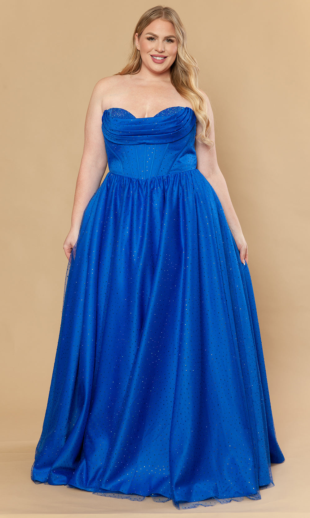 Poly USA W1236 - Sweetheart A-Line Stone Mesh Gown Prom Dresses