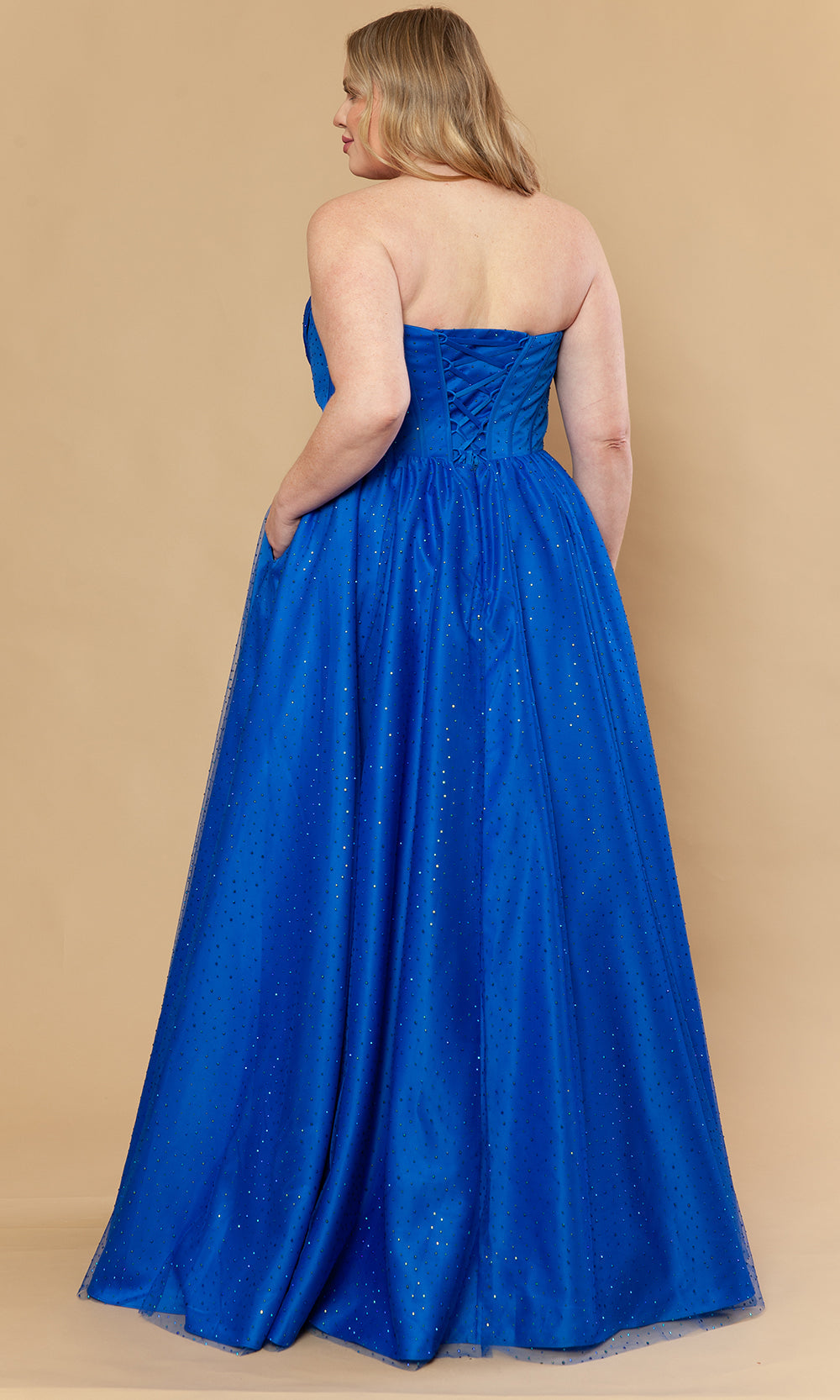 Poly USA W1236 - Sweetheart A-Line Stone Mesh Gown Prom Dresses