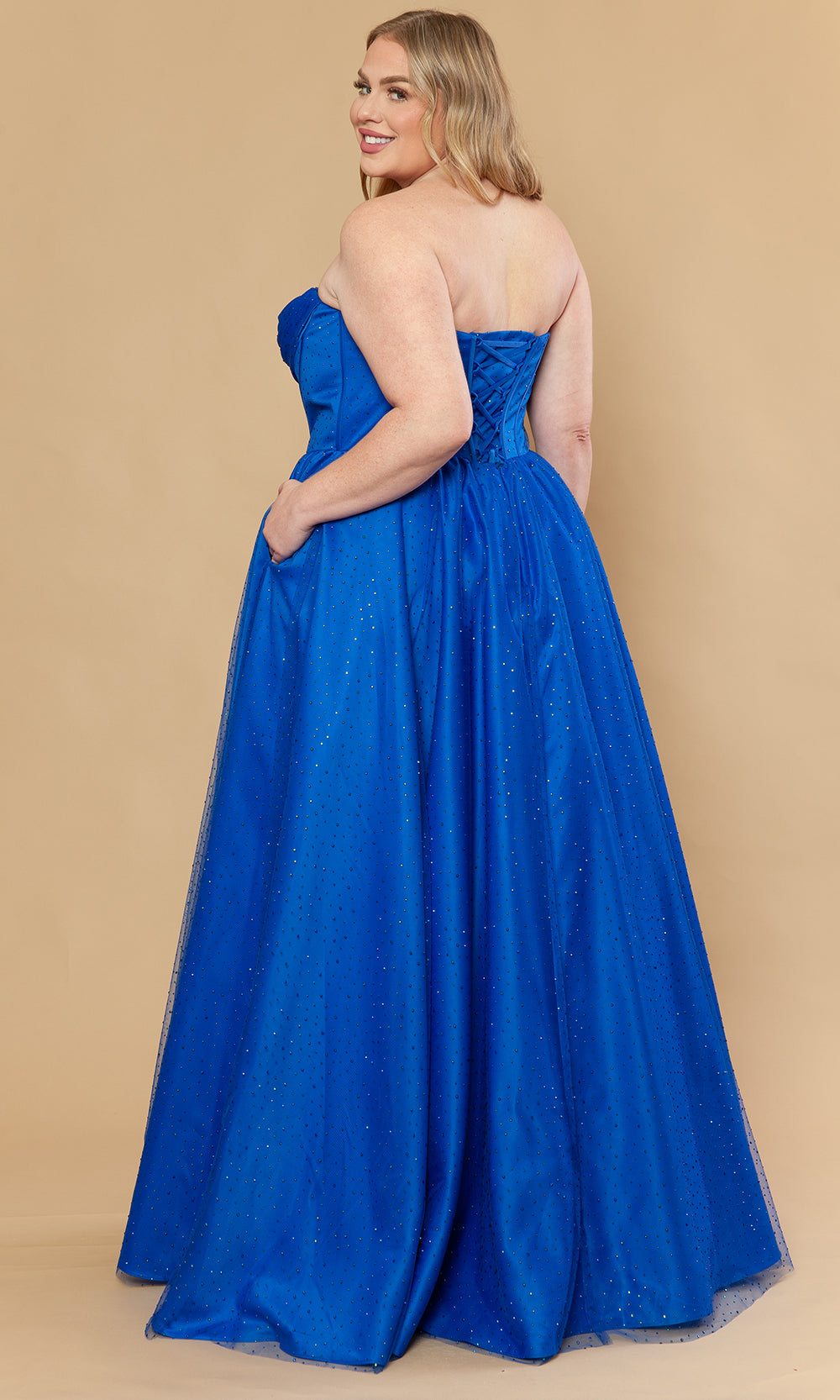 Poly USA W1236 - Sweetheart A-Line Stone Mesh Gown Prom Dresses