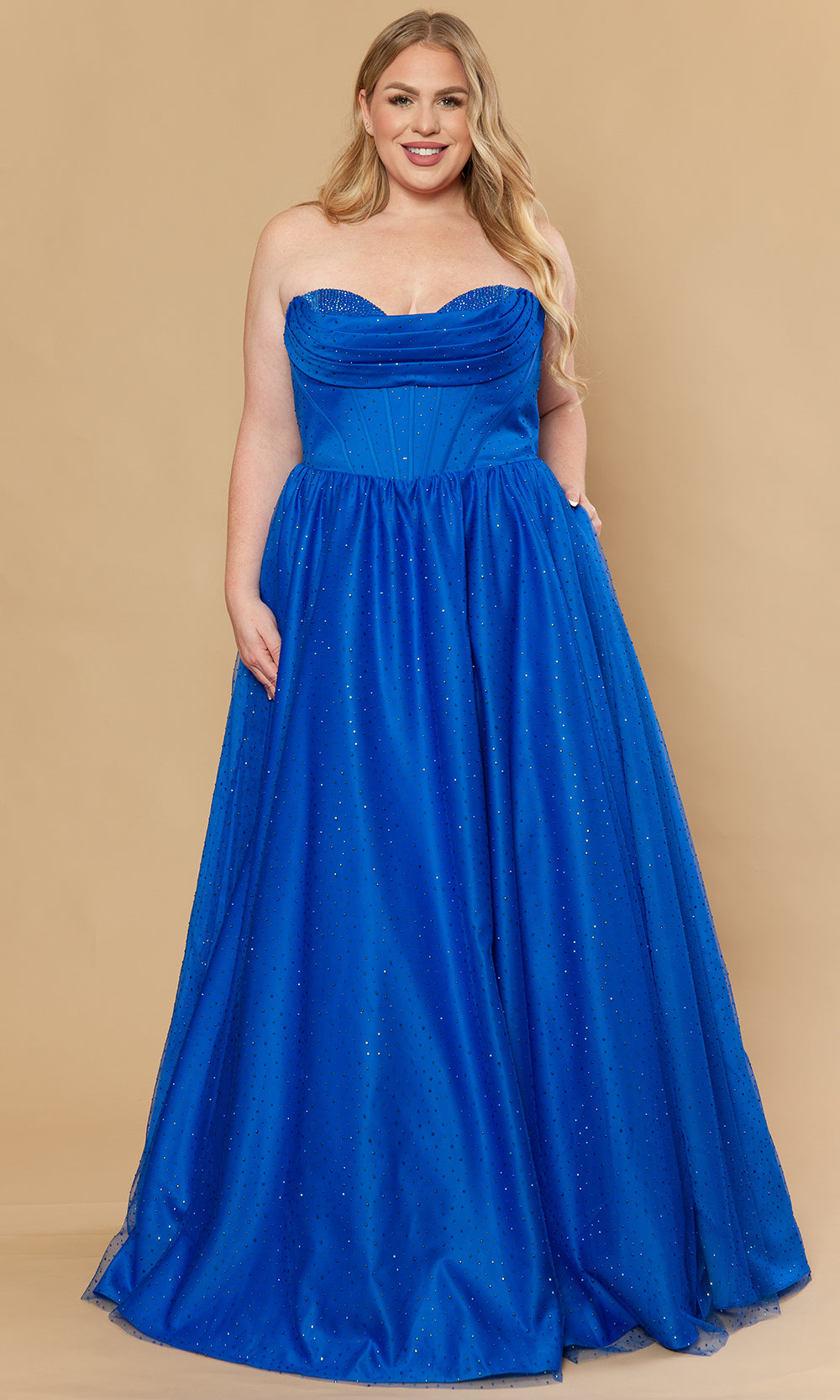 Poly USA W1236 - Sweetheart A-Line Stone Mesh Gown Prom Dresses