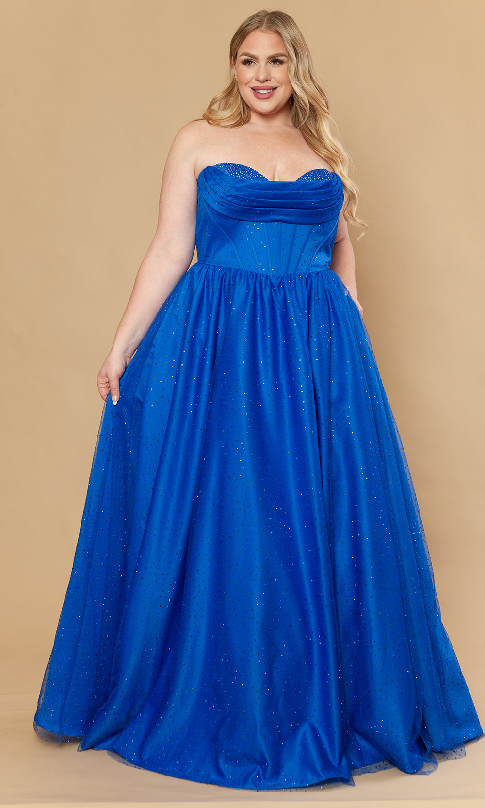 Poly USA W1236 - Sweetheart A-Line Stone Mesh Gown Prom Dresses