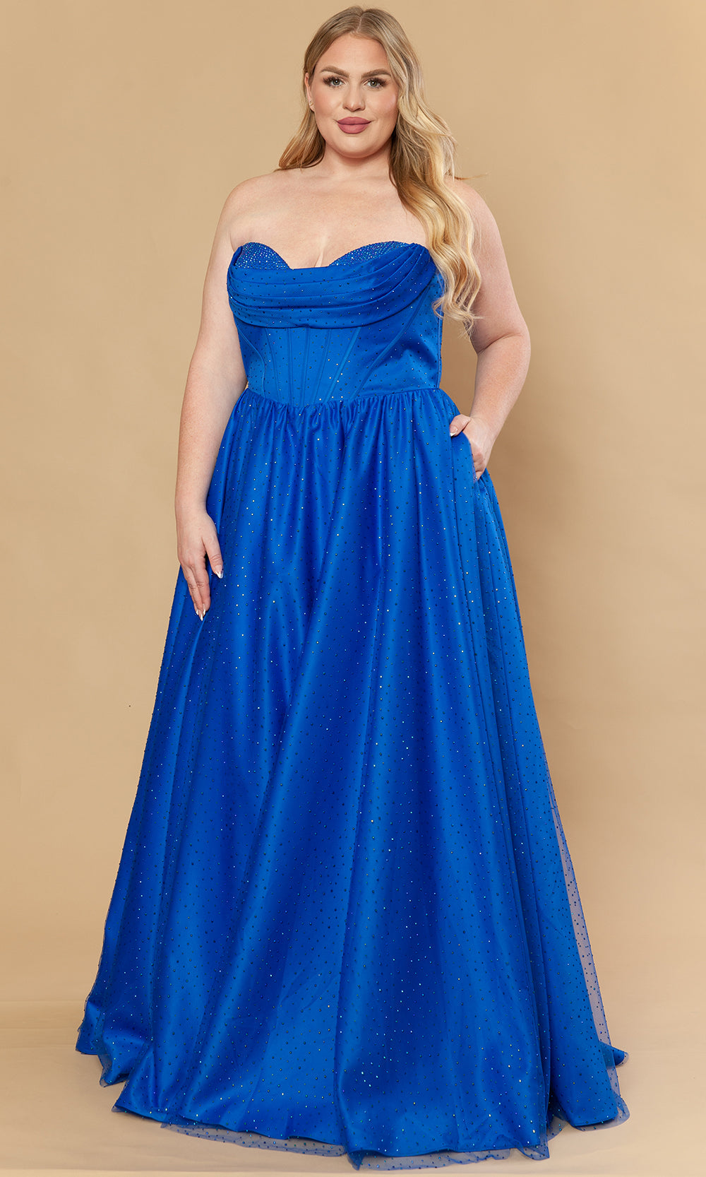 Poly USA W1236 - Sweetheart A-Line Stone Mesh Gown Prom Dresses