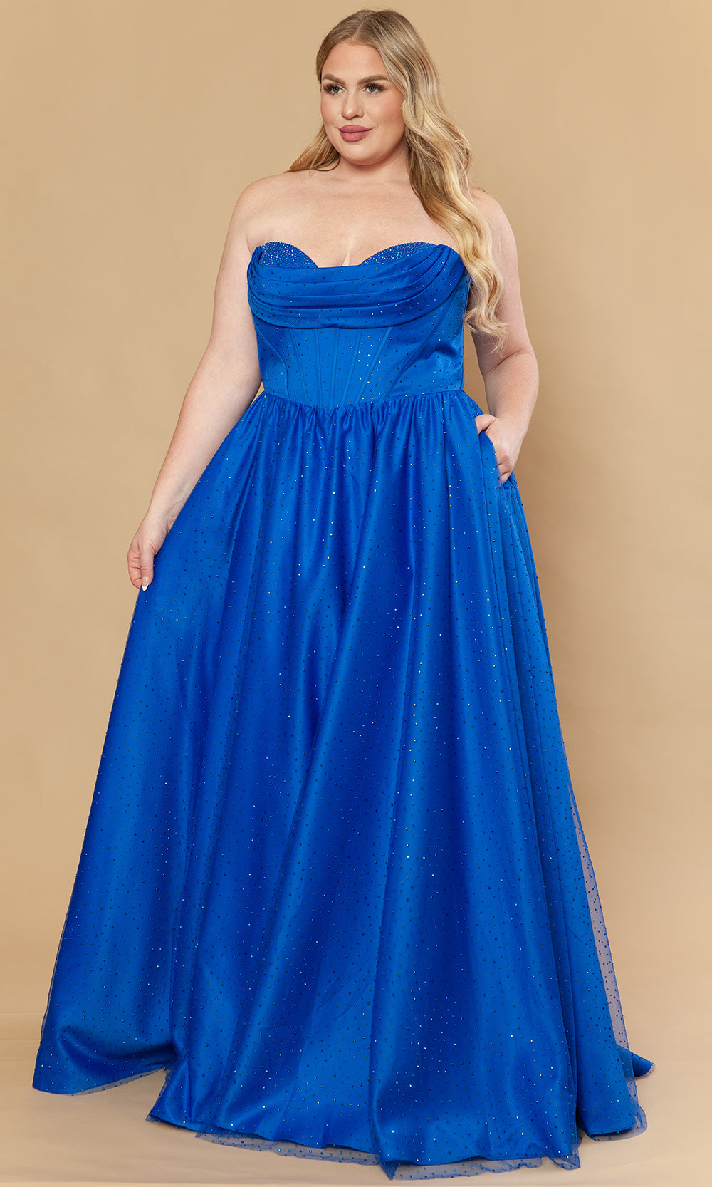 Poly USA W1236 - Sweetheart A-Line Stone Mesh Gown Prom Dresses