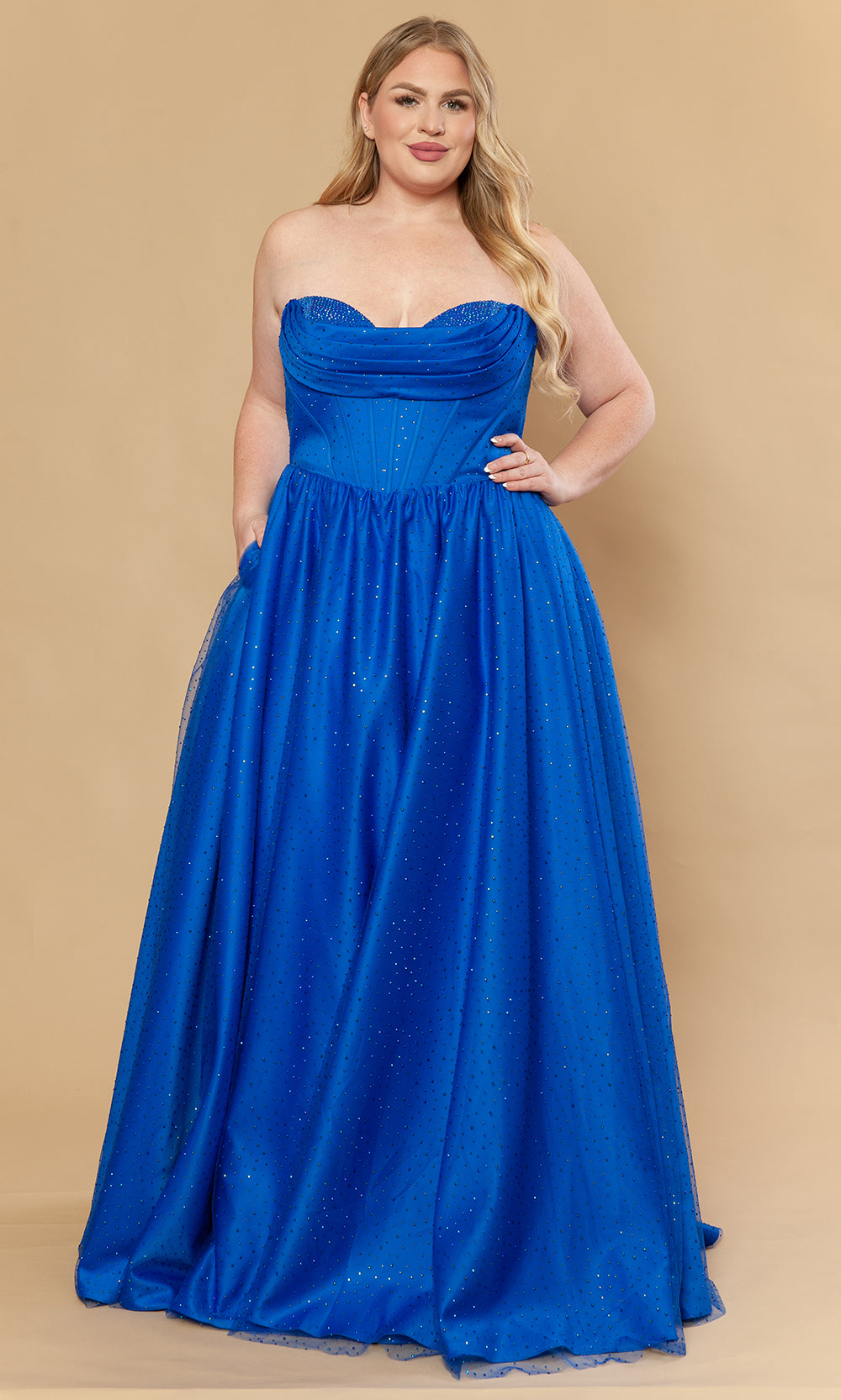 Poly USA W1236 - Sweetheart A-Line Stone Mesh Gown Prom Dresses