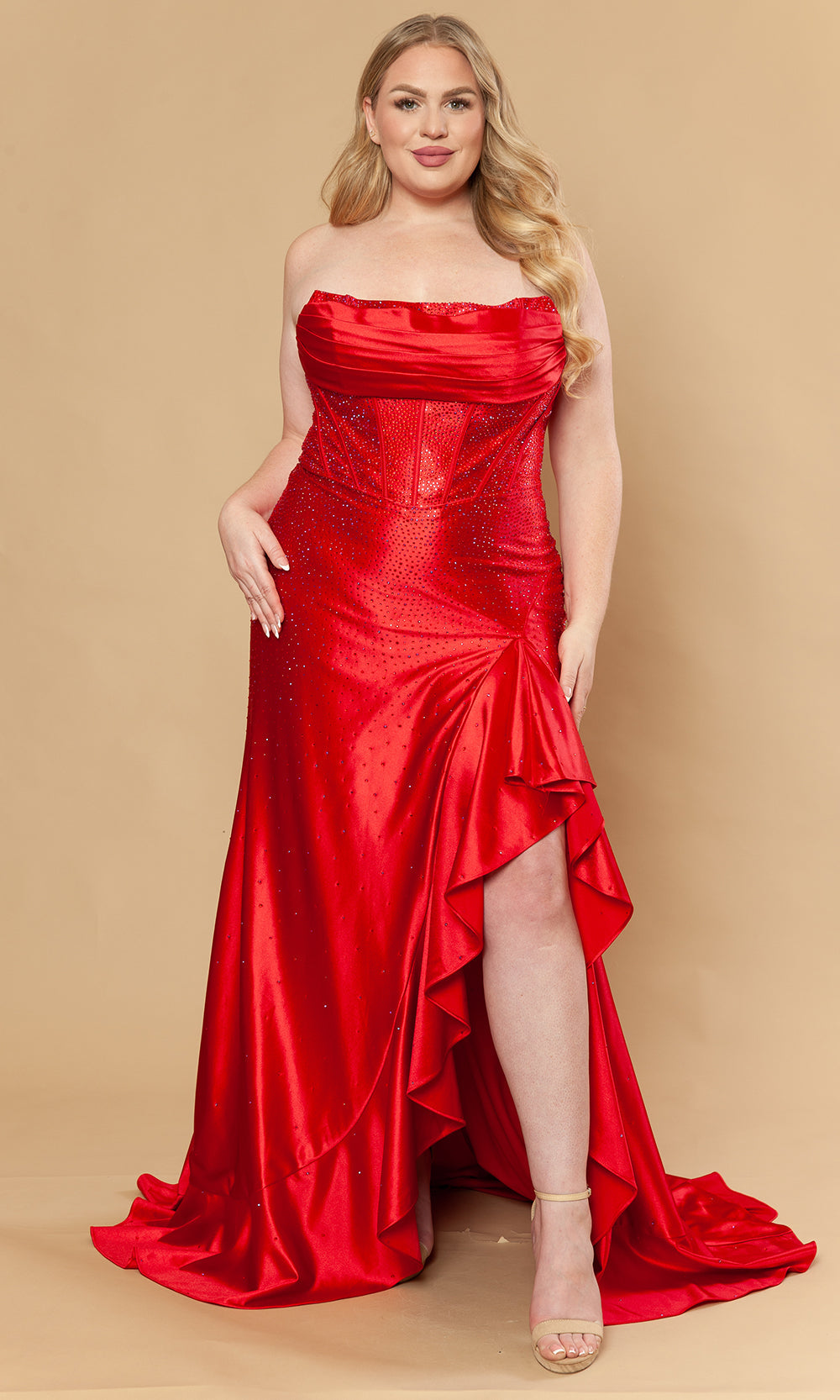 Poly USA W1238 - Corset Style Beaded Sheath Gown Prom Dresses