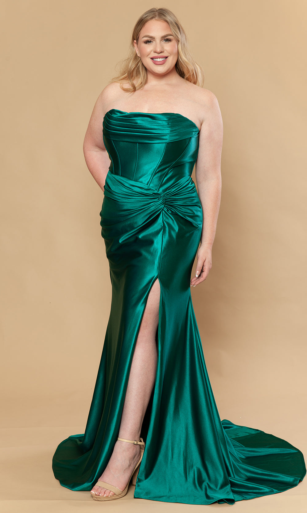Poly USA W1240 - Knotted Detail Strapless Corset Gown Prom Dresses