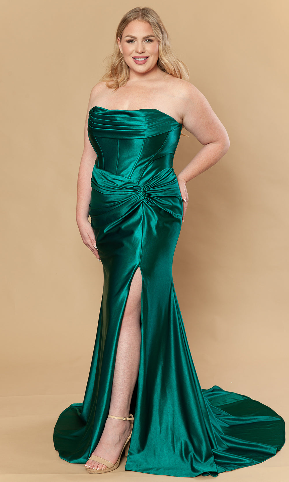 Poly USA W1240 - Knotted Detail Strapless Corset Gown Prom Dresses