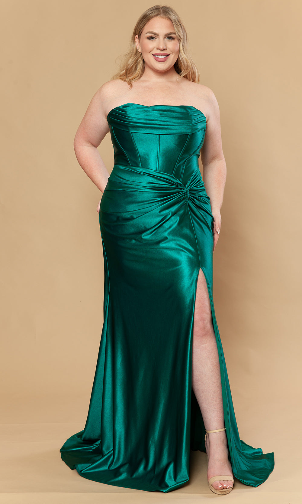 Poly USA W1240 - Knotted Detail Strapless Corset Gown Prom Dresses