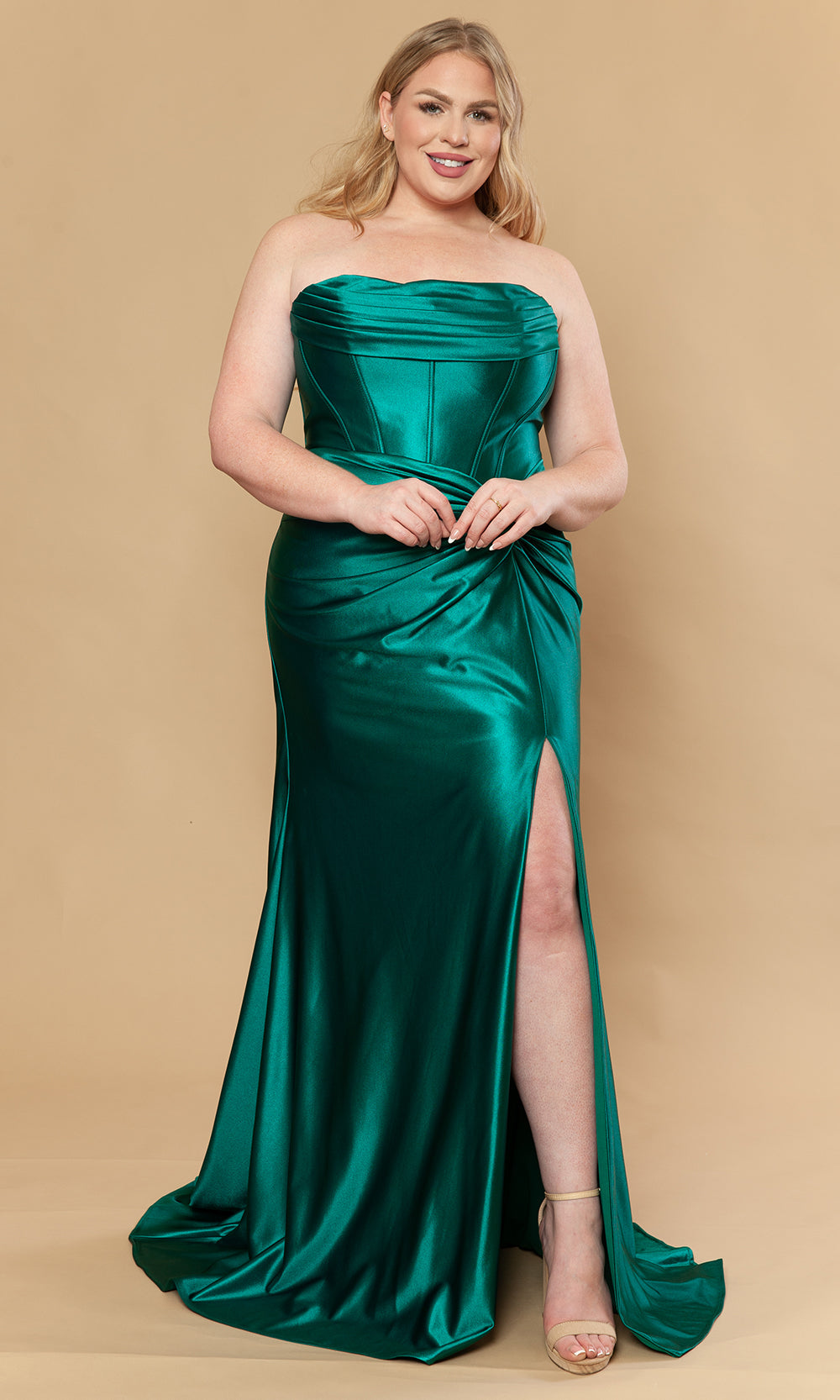 Poly USA W1240 - Knotted Detail Strapless Corset Gown Prom Dresses