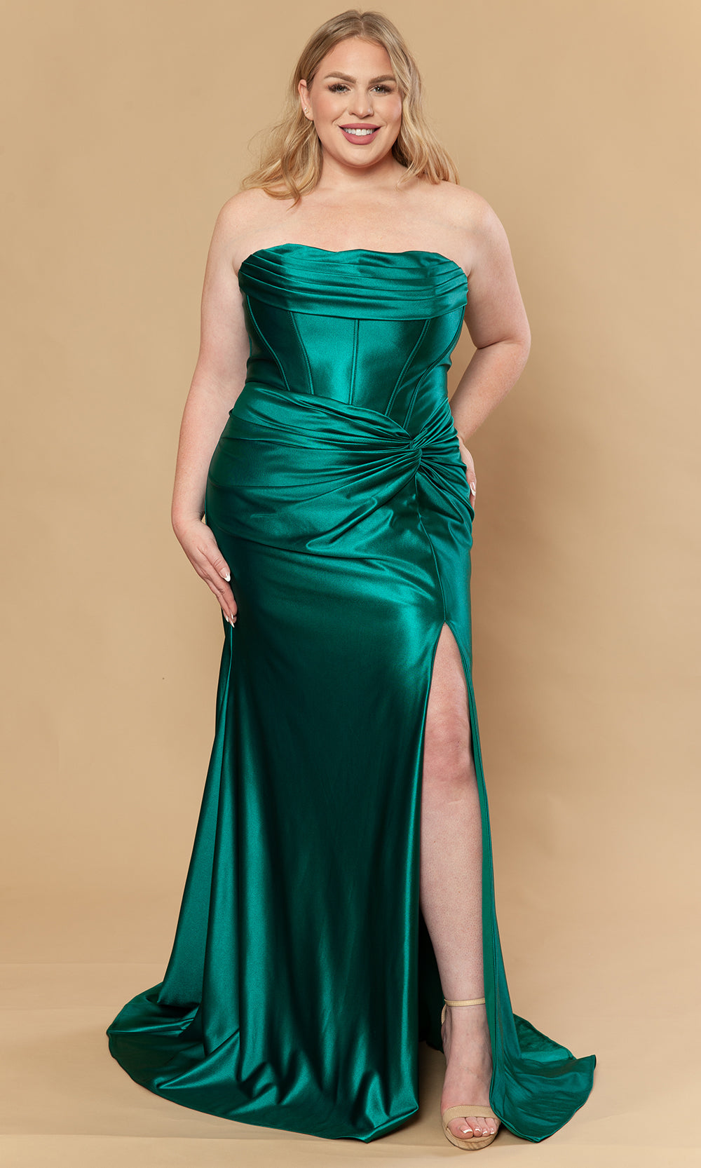 Poly USA W1240 - Knotted Detail Strapless Corset Gown Prom Dresses