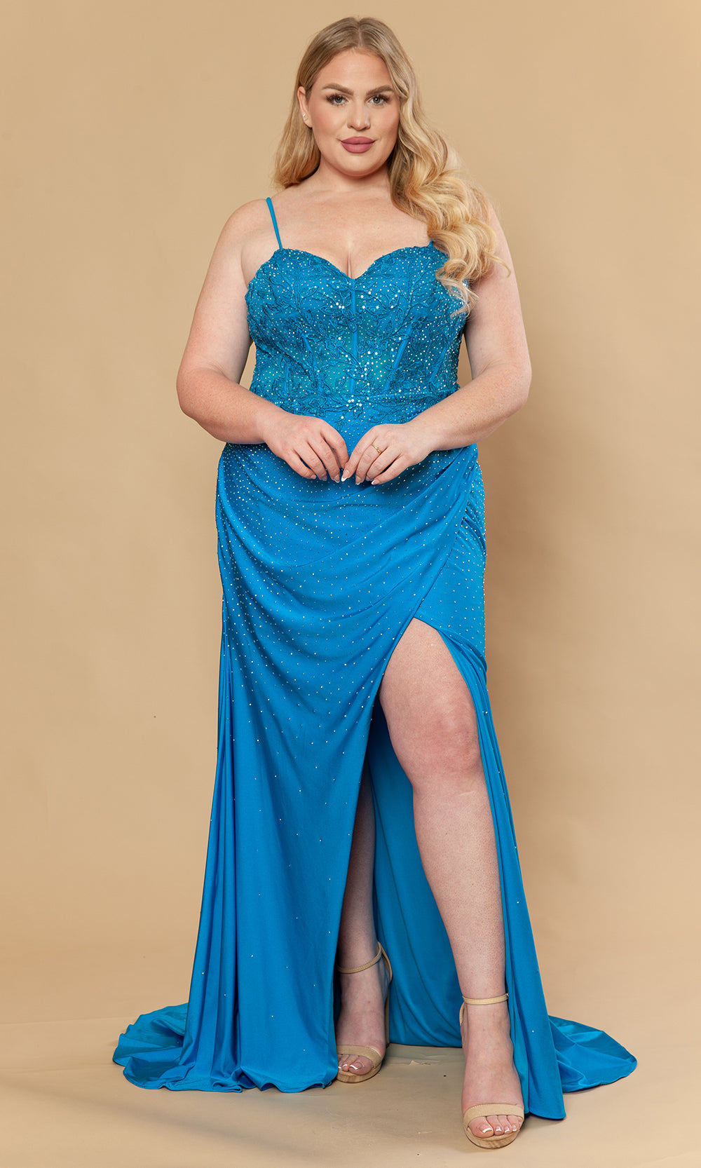 Poly USA W1242 - Sweetheart Beaded Plus Size Dress Prom Dresses