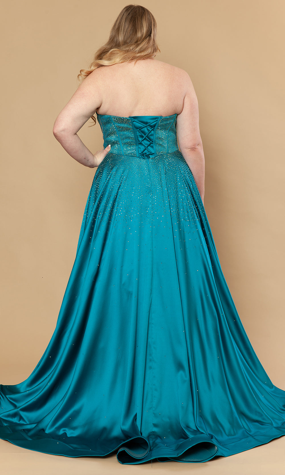 Poly USA W1244 - Dazzling Beaded A-Line Strapless Gown Prom Dresses