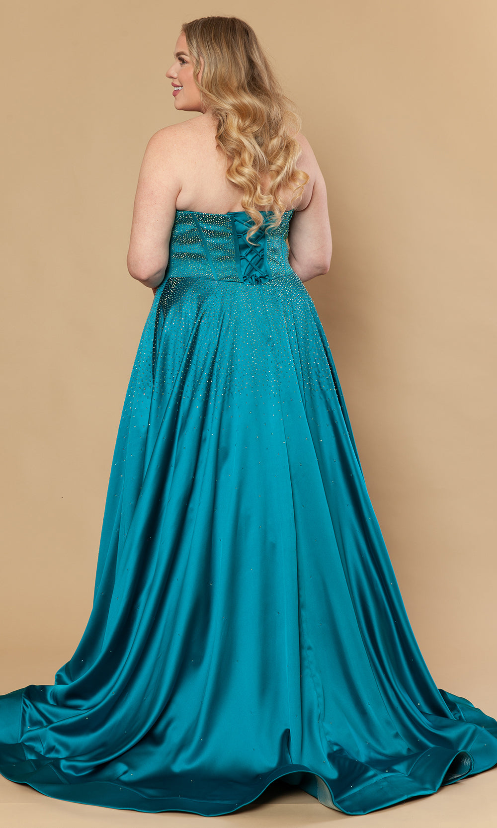 Poly USA W1244 - Dazzling Beaded A-Line Strapless Gown Prom Dresses