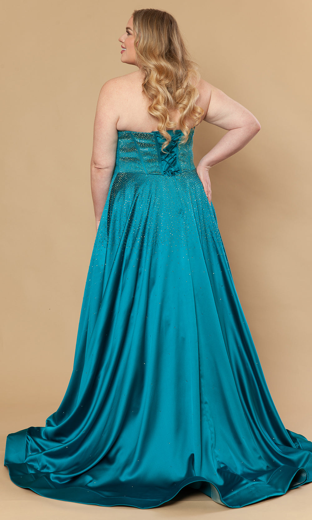 Poly USA W1244 - Dazzling Beaded A-Line Strapless Gown Prom Dresses