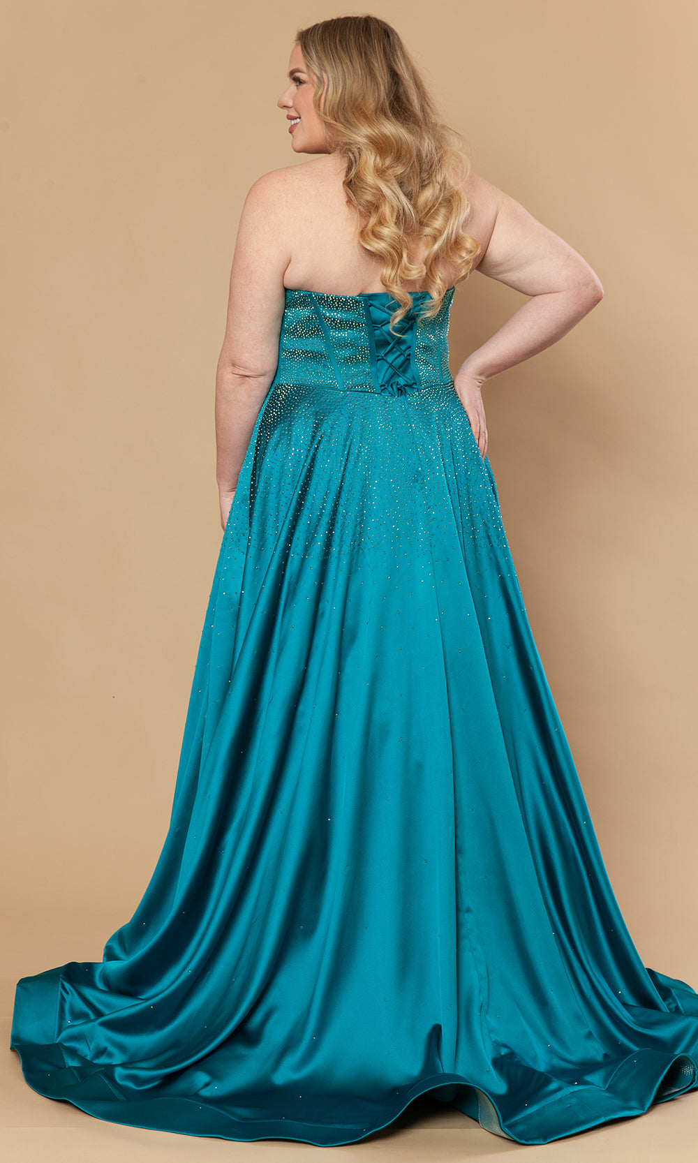 Poly USA W1244 - Dazzling Beaded A-Line Strapless Gown Prom Dresses