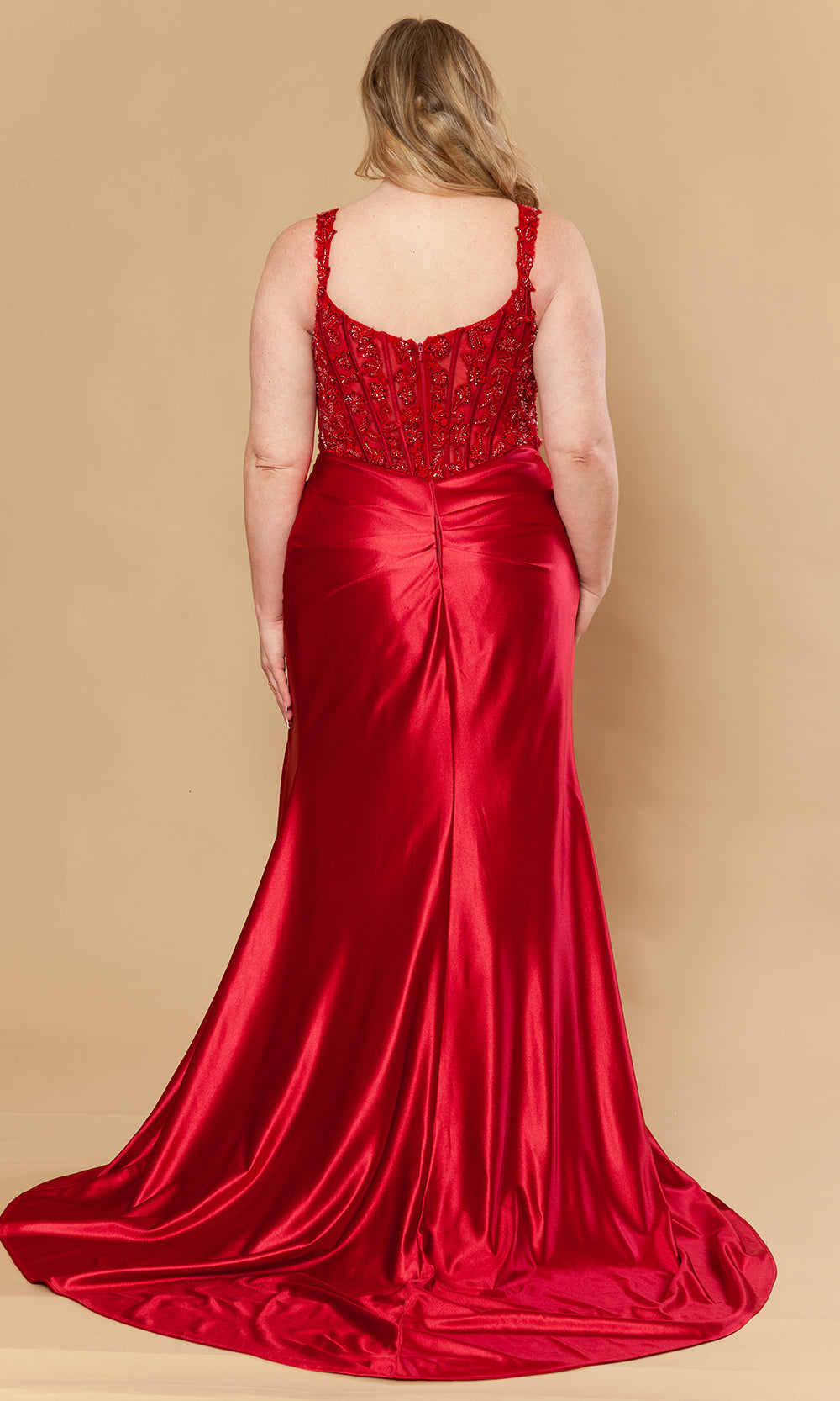 Poly USA W1246 - Embroidered Applique V-Neck Prom Gown Prom Dresses