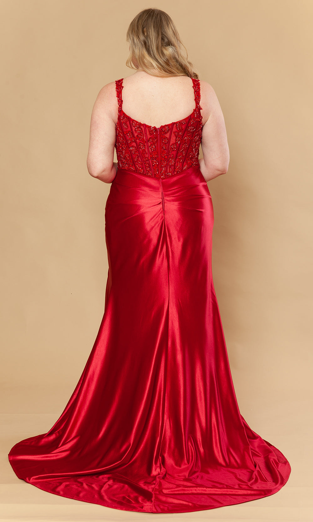 Poly USA W1246 - Embroidered Applique V-Neck Prom Gown Prom Dresses