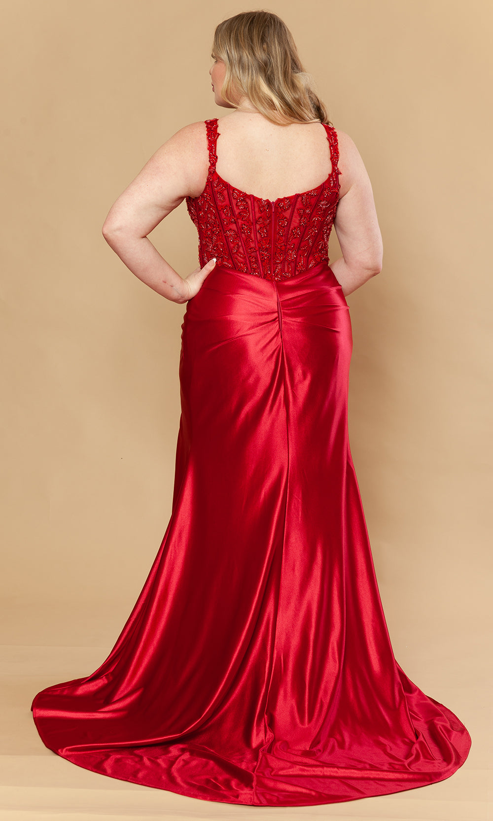 Poly USA W1246 - Embroidered Applique V-Neck Prom Gown Prom Dresses