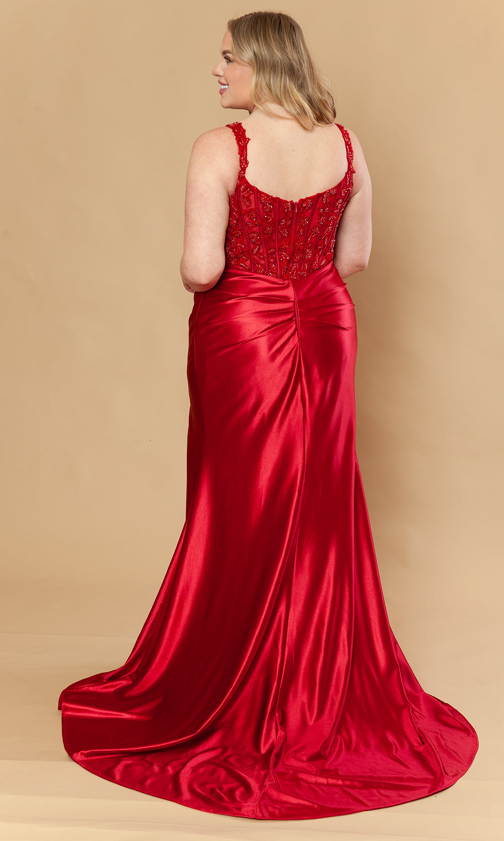 Poly USA W1246 - Embroidered Applique V-Neck Prom Gown Prom Dresses