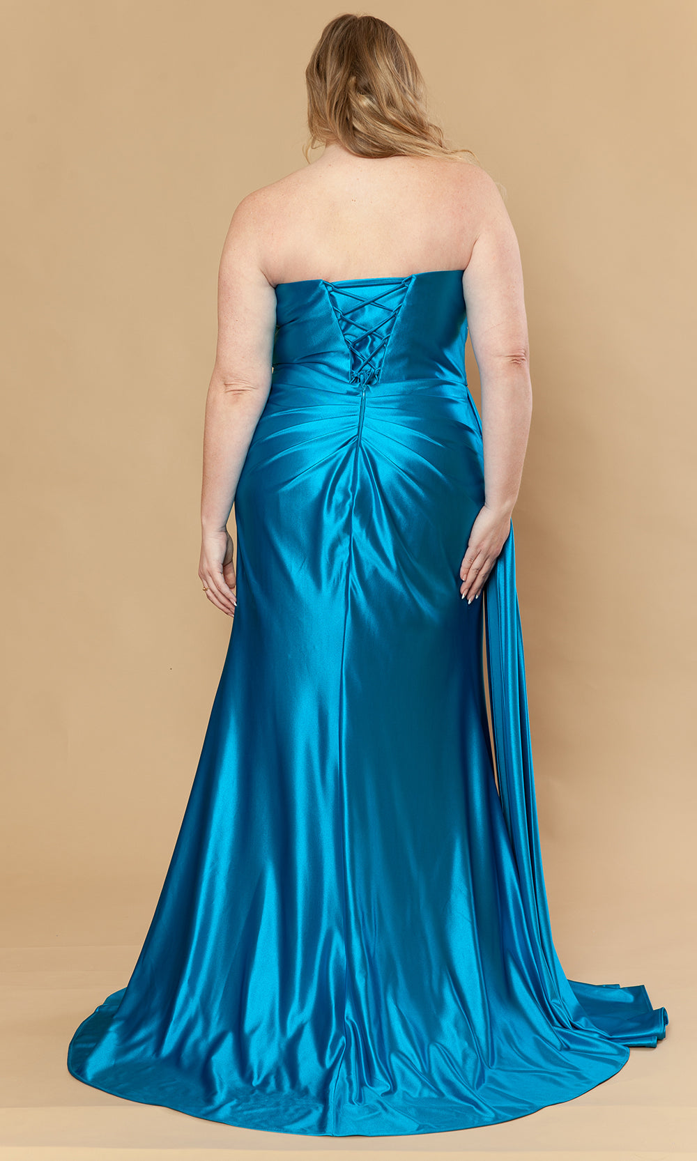 Poly USA W1248 - Strapless Side Drape Fitted Gown Prom Dresses