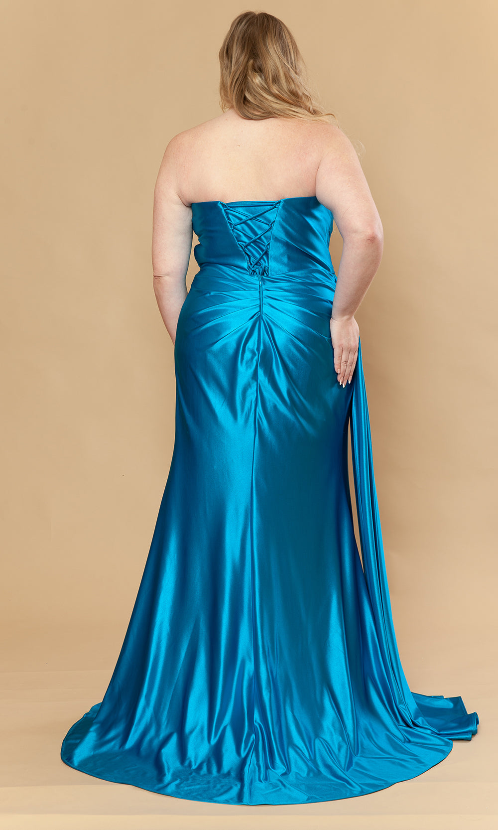 Poly USA W1248 - Strapless Side Drape Fitted Gown Prom Dresses