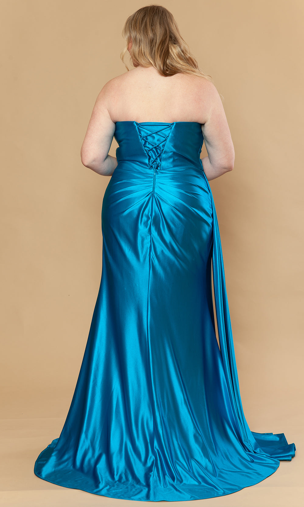 Poly USA W1248 - Strapless Side Drape Fitted Gown Prom Dresses