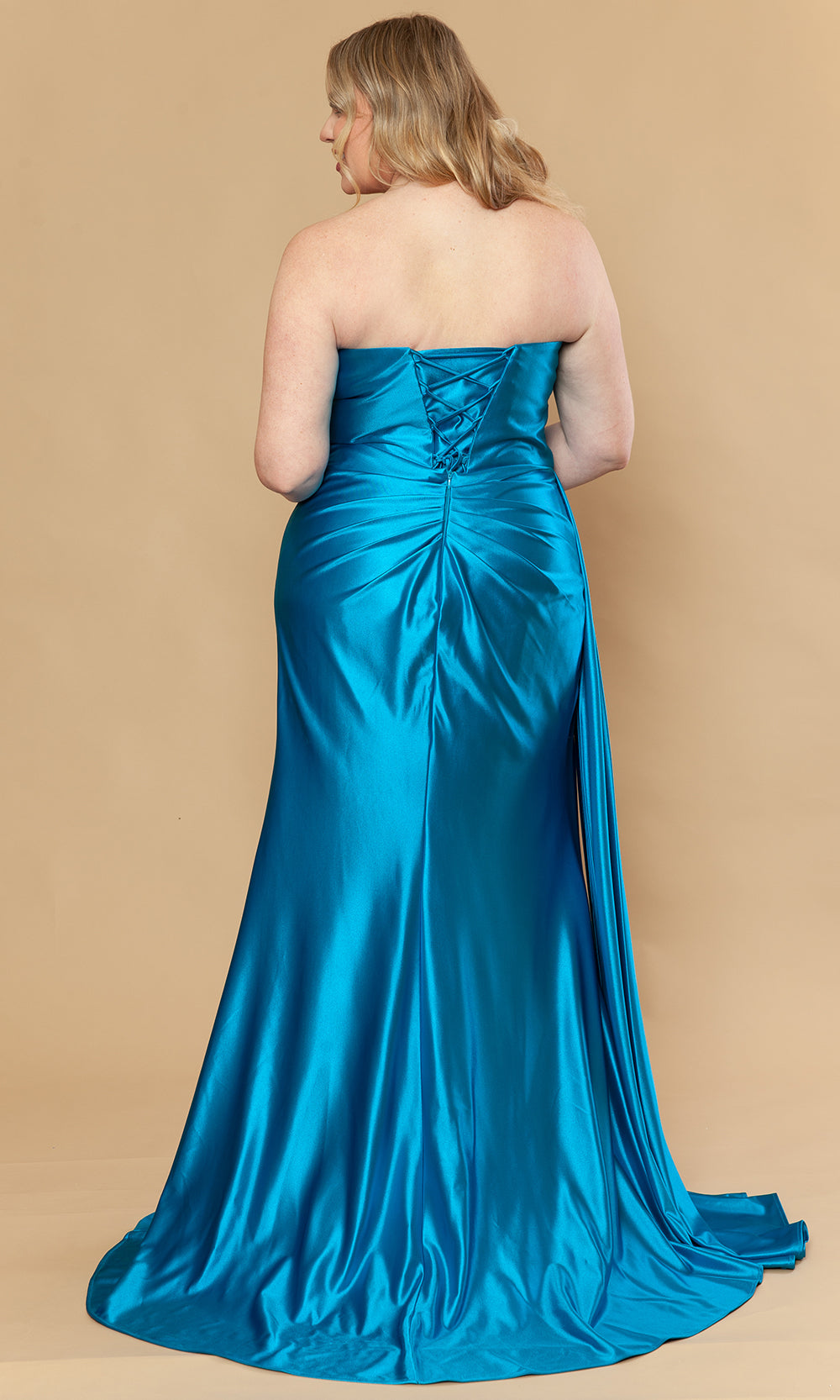 Poly USA W1248 - Strapless Side Drape Fitted Gown Prom Dresses