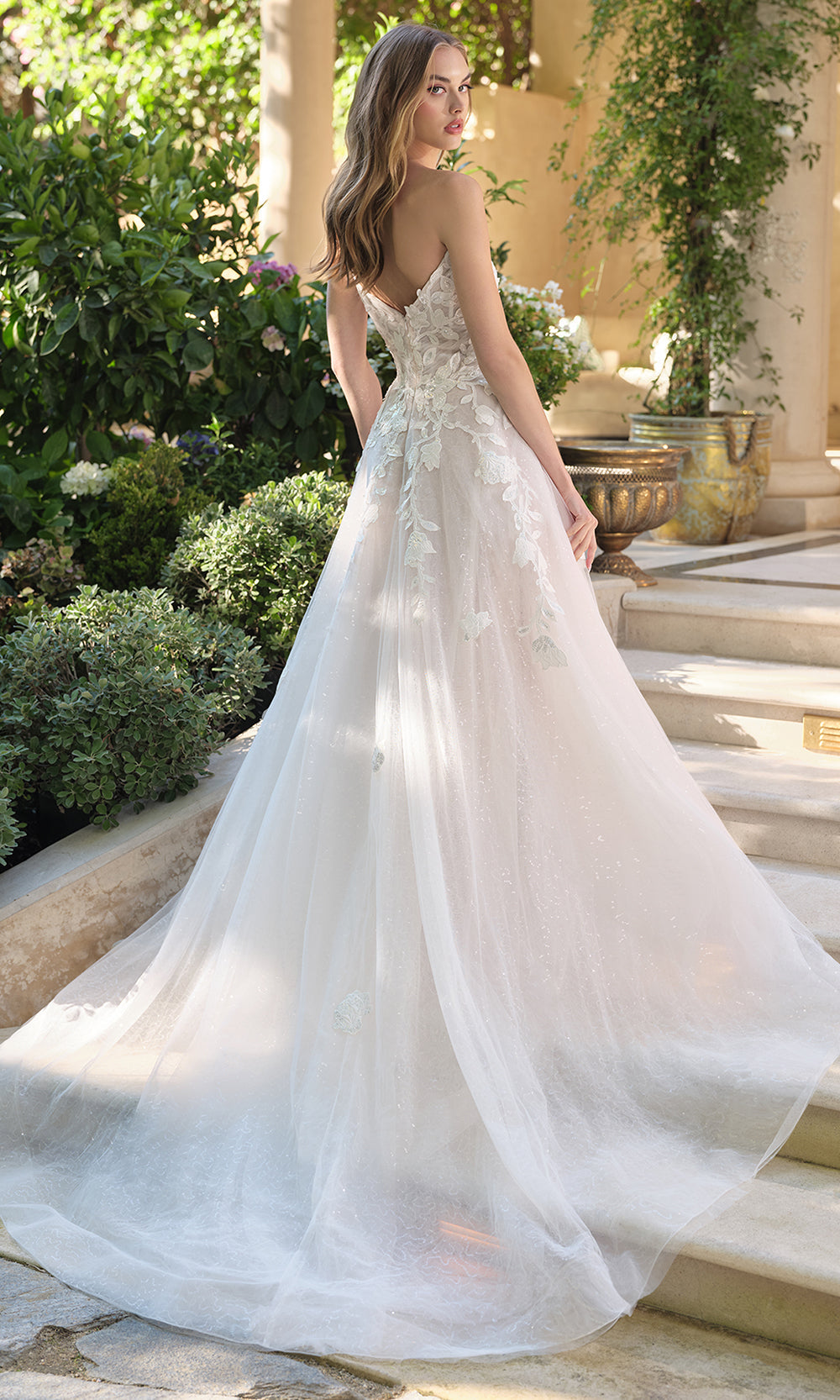 Andrea and Leo WL070 - Illusion Plunge Floral Wedding Dress Wedding Dresses