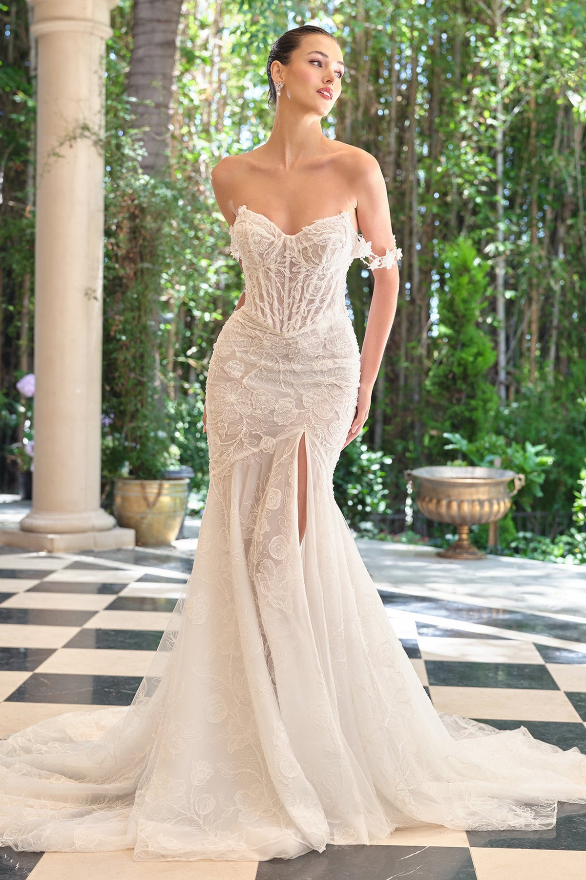 Andrea and Leo WL099 - Sweetheart Corset Embroidered Floral Gown Bridal Dresses in White